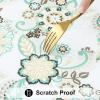 imageSmiry Rectangle Picnic Tablecloth Waterproof Elastic Fitted Table Covers for 6 Foot Tables Wipeable Flannel Backed Vinyl Tablecloths for Camping Indoor Outdoor Blue Leaves 30x72 InchesTeal  White