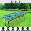 imageSmiry Rectangle Picnic Tablecloth Waterproof Elastic Fitted Table Covers for 6 Foot Tables Wipeable Flannel Backed Vinyl Tablecloths for Camping Indoor Outdoor Blue Leaves 30x72 InchesTeal  Gold
