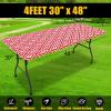 imageSmiry Rectangle Picnic Tablecloth Waterproof Elastic Fitted Table Covers for 6 Foot Tables Wipeable Flannel Backed Vinyl Tablecloths for Camping Indoor Outdoor Blue Leaves 30x72 InchesRed