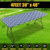 imageSmiry Rectangle Picnic Tablecloth Waterproof Elastic Fitted Table Covers for 6 Foot Tables Wipeable Flannel Backed Vinyl Tablecloths for Camping Indoor Outdoor Blue Leaves 30x72 InchesNavy