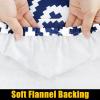 imageSmiry Rectangle Picnic Tablecloth Waterproof Elastic Fitted Table Covers for 6 Foot Tables Wipeable Flannel Backed Vinyl Tablecloths for Camping Indoor Outdoor Blue Leaves 30x72 InchesNavy