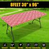 imageSmiry Rectangle Picnic Tablecloth Waterproof Elastic Fitted Table Covers for 6 Foot Tables Wipeable Flannel Backed Vinyl Tablecloths for Camping Indoor Outdoor Blue Leaves 30x72 InchesRed