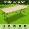 imageSmiry Rectangle Picnic Tablecloth Waterproof Elastic Fitted Table Covers for 6 Foot Tables Wipeable Flannel Backed Vinyl Tablecloths for Camping Indoor Outdoor Beige 30x72 Inches