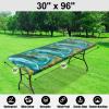 imageSmiry Rectangle Picnic Tablecloth Waterproof Elastic Fitted Table Covers for 6 Foot Tables Wipeable Flannel Backed Vinyl Tablecloths for Camping Indoor Outdoor Blue Leaves 30x72 InchesTeal  Gold