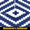 imageSmiry Rectangle Picnic Tablecloth Waterproof Elastic Fitted Table Covers for 6 Foot Tables Wipeable Flannel Backed Vinyl Tablecloths for Camping Indoor Outdoor Blue Leaves 30x72 InchesNavy