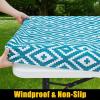 imageSmiry Rectangle Picnic Tablecloth Waterproof Elastic Fitted Table Covers for 6 Foot Tables Wipeable Flannel Backed Vinyl Tablecloths for Camping Indoor Outdoor Blue Leaves 30x72 InchesTeal