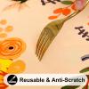 imageSmiry Rectangle Picnic Tablecloth Waterproof Elastic Fitted Table Covers for 6 Foot Tables Wipeable Flannel Backed Vinyl Tablecloths for Camping Indoor Outdoor Blue Leaves 30x72 InchesOrange