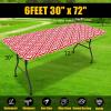 imageSmiry Rectangle Picnic Tablecloth Waterproof Elastic Fitted Table Covers for 6 Foot Tables Wipeable Flannel Backed Vinyl Tablecloths for Camping Indoor Outdoor Blue Leaves 30x72 InchesRed