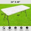 imageSmiry Rectangle Picnic Tablecloth Waterproof Elastic Fitted Table Covers for 6 Foot Tables Wipeable Flannel Backed Vinyl Tablecloths for Camping Indoor Outdoor Blue Leaves 30x72 InchesWhite