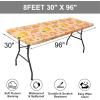 imageSmiry Rectangle Picnic Tablecloth Waterproof Elastic Fitted Table Covers for 6 Foot Tables Wipeable Flannel Backed Vinyl Tablecloths for Camping Indoor Outdoor Blue Leaves 30x72 InchesOrange