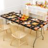 imageSmiry Rectangle Picnic Tablecloth Waterproof Elastic Fitted Table Covers for 6 Foot Tables Wipeable Flannel Backed Vinyl Tablecloths for Camping Indoor Outdoor Blue Leaves 30x72 InchesBlack  Yellow