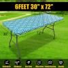 imageSmiry Rectangle Picnic Tablecloth Waterproof Elastic Fitted Table Covers for 6 Foot Tables Wipeable Flannel Backed Vinyl Tablecloths for Camping Indoor Outdoor Blue Leaves 30x72 InchesTeal