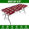 imageSmiry Rectangle Picnic Tablecloth Waterproof Elastic Fitted Table Covers for 6 Foot Tables Wipeable Flannel Backed Vinyl Tablecloths for Camping Indoor Outdoor Blue Leaves 30x72 InchesBlack  Red