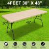 imageSmiry Rectangle Picnic Tablecloth Waterproof Elastic Fitted Table Covers for 6 Foot Tables Wipeable Flannel Backed Vinyl Tablecloths for Camping Indoor Outdoor Blue Leaves 30x72 InchesBeige