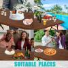 imageSmiry Rectangle Picnic Tablecloth Waterproof Elastic Fitted Table Covers for 6 Foot Tables Wipeable Flannel Backed Vinyl Tablecloths for Camping Indoor Outdoor Blue Leaves 30x72 InchesBrown