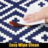 imageSmiry Rectangle Picnic Tablecloth Waterproof Elastic Fitted Table Covers for 6 Foot Tables Wipeable Flannel Backed Vinyl Tablecloths for Camping Indoor Outdoor Blue Leaves 30x72 InchesNavy