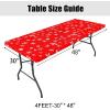 imageSmiry Rectangle Picnic Tablecloth Waterproof Elastic Fitted Table Covers for 6 Foot Tables Wipeable Flannel Backed Vinyl Tablecloths for Camping Indoor Outdoor Blue Leaves 30x72 InchesWhite  Red