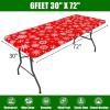 imageSmiry Rectangle Picnic Tablecloth Waterproof Elastic Fitted Table Covers for 6 Foot Tables Wipeable Flannel Backed Vinyl Tablecloths for Camping Indoor Outdoor Blue Leaves 30x72 InchesChirstmas Red