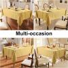 imageSmiry Rectangle Thanksgiving Tablecloth 60x84 Inch Fall Waterproof Damask Table Cloth Autumn Leaves Fabric Jacquard Table Covers for Harvest Parties and Holiday Dinner GoldGold