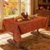imageSmiry Rectangle Thanksgiving Tablecloth 60x84 Inch Fall Waterproof Damask Table Cloth Autumn Leaves Fabric Jacquard Table Covers for Harvest Parties and Holiday Dinner GoldRust