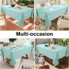 imageSmiry Rectangle Thanksgiving Tablecloth 60x84 Inch Fall Waterproof Damask Table Cloth Autumn Leaves Fabric Jacquard Table Covers for Harvest Parties and Holiday Dinner RustTurquoise