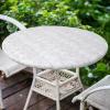 imageSmiry Round Picnic Tablecloth Waterproof Elastic Fitted Table Covers for 36quot  44quot Tables Wipeable Flannel Backed Vinyl Tablecloths for Camping Indoor Outdoor Light Grey