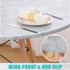 imageSmiry Round Picnic Tablecloth Waterproof Elastic Fitted Table Covers for 36quot  44quot Tables Wipeable Flannel Backed Vinyl Tablecloths for Camping Indoor Outdoor Light Grey