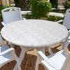 imageSmiry Round Picnic Tablecloth Waterproof Elastic Fitted Table Covers for 36quot  44quot Tables Wipeable Flannel Backed Vinyl Tablecloths for Camping Indoor Outdoor Light Grey