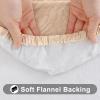 imageSmiry Round Picnic Tablecloth Waterproof Elastic Fitted Table Covers for 45quot  56quot Tables Wipeable Flannel Backed Vinyl Tablecloths for Camping Indoor Outdoor Beige