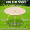 imageSmiry Round Picnic Tablecloth Waterproof Elastic Fitted Table Covers for 45quot  56quot Tables Wipeable Flannel Backed Vinyl Tablecloths for Camping Indoor Outdoor Beige