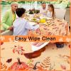 imageSmiry Round Plastic Table Cloth Waterproof Vinyl Tablecloth with Flannel Backing for Round Tables Wipeable Spillproof Tablecloths for Dining Camping Indoor and Outdoor 60quot Round BlackYellow