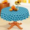 imageSmiry Round Plastic Table Cloth Waterproof Vinyl Tablecloth with Flannel Backing for Round Tables Wipeable Spillproof Tablecloths for Dining Camping Indoor and Outdoor 60quot Round BlackTeal
