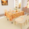 imageSmiry Round Plastic Table Cloth Waterproof Vinyl Tablecloth with Flannel Backing for Round Tables Wipeable Spillproof Tablecloths for Dining Camping Indoor and Outdoor 60quot Round BlackRust  Yellow