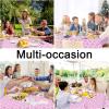 imageSmiry Round Plastic Table Cloth Waterproof Vinyl Tablecloth with Flannel Backing for Round Tables Wipeable Spillproof Tablecloths for Dining Camping Indoor and Outdoor 60quot Round BlackPink