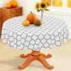 imageSmiry Round Plastic Table Cloth Waterproof Vinyl Tablecloth with Flannel Backing for Round Tables Wipeable Spillproof Tablecloths for Dining Camping Indoor and Outdoor 60quot Round BlackWhite