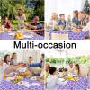 imageSmiry Round Plastic Table Cloth Waterproof Vinyl Tablecloth with Flannel Backing for Round Tables Wipeable Spillproof Tablecloths for Dining Camping Indoor and Outdoor 60quot Round BlackLavender