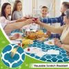 imageSmiry Round Plastic Table Cloth Waterproof Vinyl Tablecloth with Flannel Backing for Round Tables Wipeable Spillproof Tablecloths for Dining Camping Indoor and Outdoor 60quot Round BlackTeal