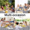 imageSmiry Round Plastic Table Cloth Waterproof Vinyl Tablecloth with Flannel Backing for Round Tables Wipeable Spillproof Tablecloths for Dining Camping Indoor and Outdoor 60quot Round BlackGrey