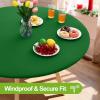 imageSmiry Round Spandex Tablecloth Elastic Fitted Washable Tablecloths for 36quot44quot Tables Waterpoof Stretch Picnic Table Cover for Dining Indoor and Outdoor BlueEmerald Green