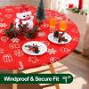 imageSmiry Round Spandex Tablecloth Elastic Fitted Washable Tablecloths for 36quot44quot Tables Waterpoof Stretch Picnic Table Cover for Dining Indoor and Outdoor BlueChristmas Red