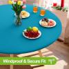 imageSmiry Round Spandex Tablecloth Elastic Fitted Washable Tablecloths for 36quot44quot Tables Waterpoof Stretch Picnic Table Cover for Dining Indoor and Outdoor BlueTurquoise