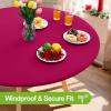 imageSmiry Round Spandex Tablecloth Elastic Fitted Washable Tablecloths for 36quot44quot Tables Waterpoof Stretch Picnic Table Cover for Dining Indoor and Outdoor BlueFuchsia