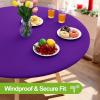 imageSmiry Round Spandex Tablecloth Elastic Fitted Washable Tablecloths for 36quot44quot Tables Waterpoof Stretch Picnic Table Cover for Dining Indoor and Outdoor BluePurple
