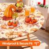 imageSmiry Round Spandex Tablecloth Elastic Fitted Washable Tablecloths for 36quot44quot Tables Waterpoof Stretch Picnic Table Cover for Dining Indoor and Outdoor BlueGold