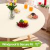 imageSmiry Round Spandex Tablecloth Elastic Fitted Washable Tablecloths for 36quot44quot Tables Waterpoof Stretch Picnic Table Cover for Dining Indoor and Outdoor BlueBeige