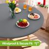 imageSmiry Round Spandex Tablecloth Elastic Fitted Washable Tablecloths for 36quot44quot Tables Waterpoof Stretch Picnic Table Cover for Dining Indoor and Outdoor BlueGrey