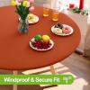 imageSmiry Round Spandex Tablecloth Elastic Fitted Washable Tablecloths for 36quot44quot Tables Waterpoof Stretch Picnic Table Cover for Dining Indoor and Outdoor BlueRust