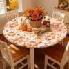 imageSmiry Round Spandex Tablecloth Elastic Fitted Washable Tablecloths for 36quot44quot Tables Waterpoof Stretch Picnic Table Cover for Dining Indoor and Outdoor BlueGold