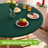 imageSmiry Round Spandex Tablecloth Elastic Fitted Washable Tablecloths for 36quot44quot Tables Waterpoof Stretch Picnic Table Cover for Dining Indoor and Outdoor BlueHunter Green