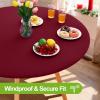 imageSmiry Round Spandex Tablecloth Elastic Fitted Washable Tablecloths for 36quot44quot Tables Waterpoof Stretch Picnic Table Cover for Dining Indoor and Outdoor BlueWine Red